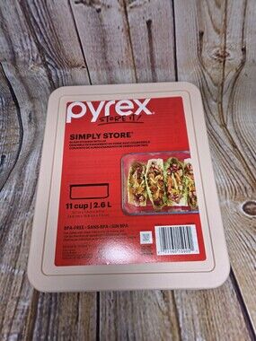 Pyrex Simply Store 11-Cup Rectangular Glass Food Storage Dish NEW BPA-Free